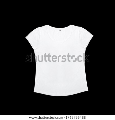 women's white t-shirt with black background, product photography concept