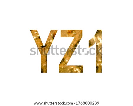 Old gold Latin capital letter Y and Z and number 1