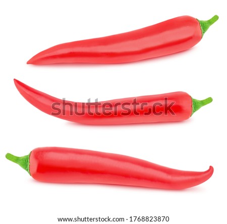 Set of red hot chili peppers isolated on a white background. Clip art image for package design.