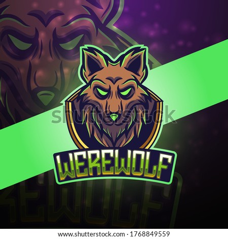 Werewolf esport mascot logo design	
