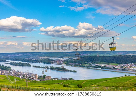 scenic funicular over the vineyards of Ruedesheim, Germany Royalty-Free Stock Photo #1768850615