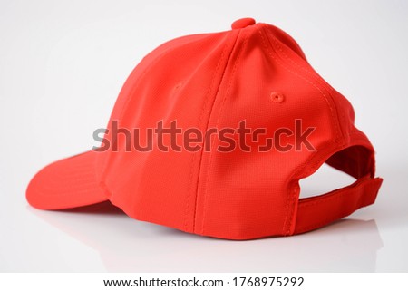 A beautiful view of red cap. Hat snapback on a clean background.