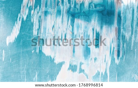 Weathered abstract background. Stained effect. White noise dust on blue scratched surface.