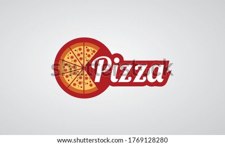 Illustration Logo Pizza for label food pizzeria italian , maybe for pizza delivery fast food