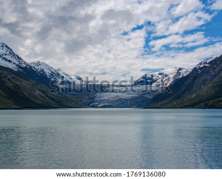 View of a valley glacier in Glacier Bay, Alaska.