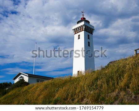 The lighthouse of Helnaes Denmark year built 1900 a major landmark tourist attraction