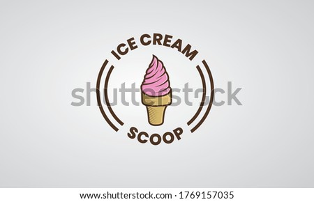Illustration Vector Logo Ice cream can for sticker scoop , cone or sign waffle , Eps 10