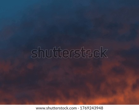Dark gradient of the evening sky. Colorful cloudy sky at sunset. Sky texture, abstract nature background.