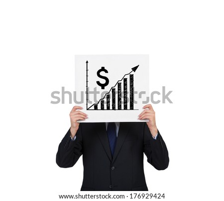 Businessman holding a card with dollar rates 2