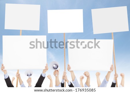 Crowds of people protested against social or political issue 