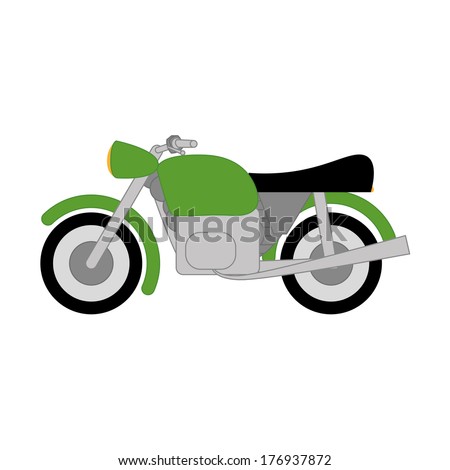 Vector Cartoon Simple Motorcycle On White Background