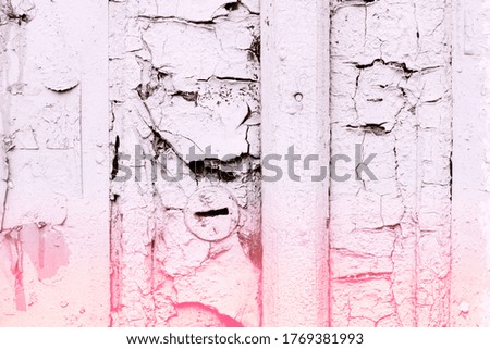 The black and white photo with a pink gradient of an old wooden door with a lock. The photo of texture was made for your custom design.