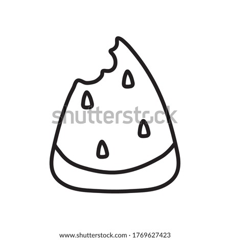 bitten watermelon slice icon over white background, line style, vector illustration