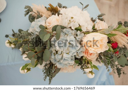bouquet of artificial flowers on the table