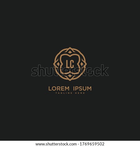 Creative initial letter LC logo icon vector design. Luxury jewelry frame gem edge logotype. Print monogram initials stamp sign symbol.