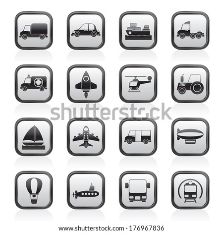 Different kind of transportation icons - vector icon set
