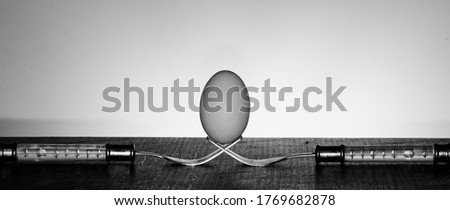 Black and White Egg, indoor Food Photography