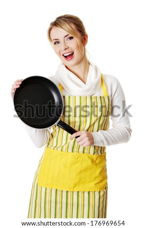Young woman cooking healthy food , isolated on white