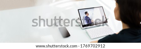 Virtual Online Video Conference Coach Training, Distance Learning Royalty-Free Stock Photo #1769702912