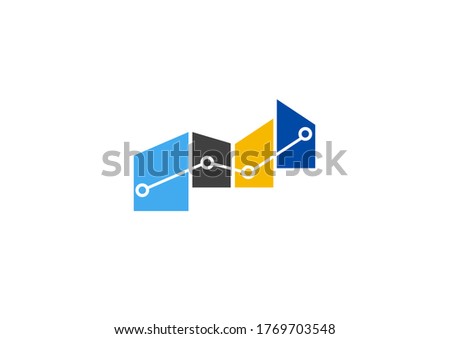 Simple line graph connection logo design concept