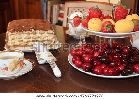 A festive table. Fruit plate. House party