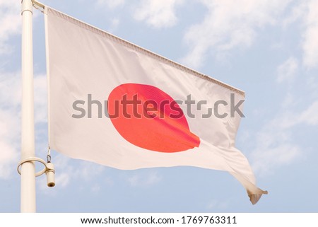 waving national flag of japan