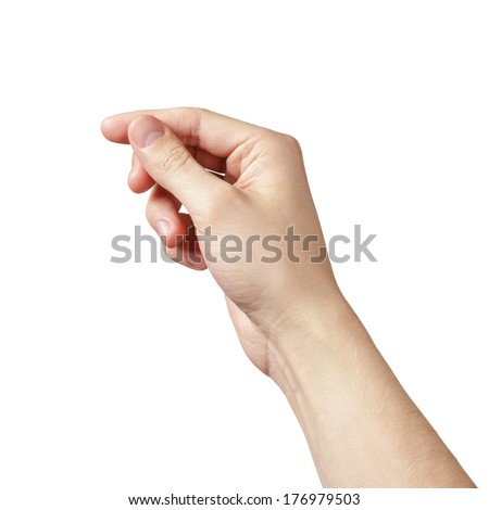 adult man hand to hold something, isolated on white Royalty-Free Stock Photo #176979503