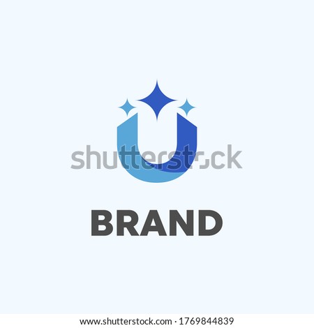 Abstract initial letter U with stars vector logo symbol template
