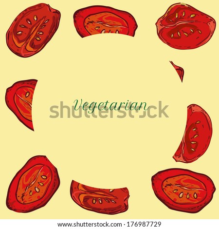 vector fresh tomato slices for menu backgrounds and culinary
