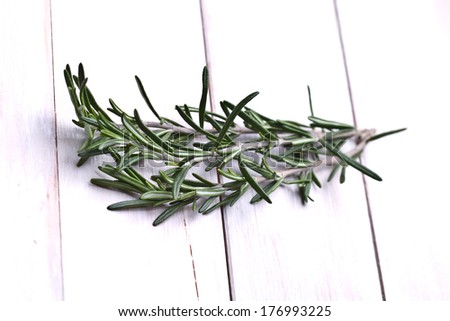 Rosemary bound on a wooden board 