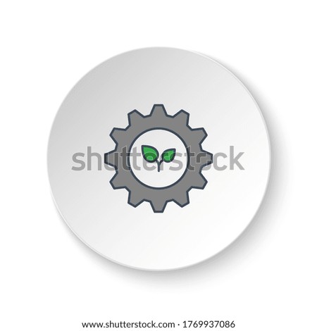 Round button for web icon, setting, eco, plants. Button banner round, badge interface for application illustration