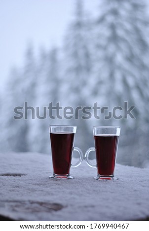 Mulled wine on a winter morning in the mountains.