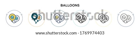 Balloons icon in filled, thin line, outline and stroke style. Vector illustration of two colored and black balloons vector icons designs can be used for mobile, ui, web