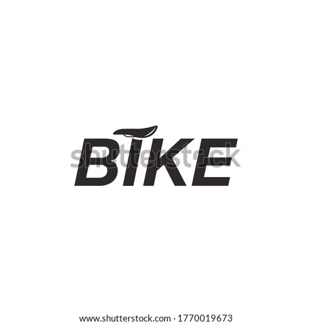 Wordmark of BIKE logo vector template with bicycle saddle seatpost on i letter