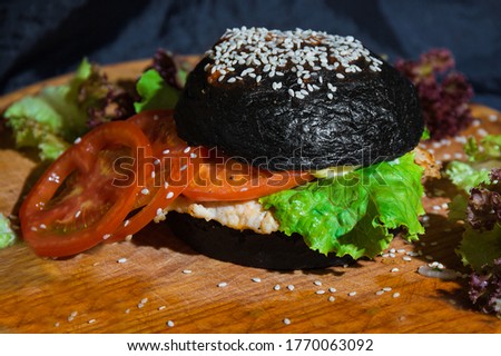 kids burger black on a blackboard food photography