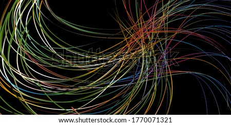 Ribbon flow color swirl strokes. Wave sea isolated random lines. Wires as hair beam sheaf. Liquid paint ink shape isolated on white background. Artistic abstract trace swirl illustration cover page.