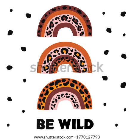 poster with wild rainbow leopard
-  vector illustration, eps
