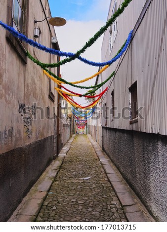 Colorful Decoration on the street of Porto, Portugal
