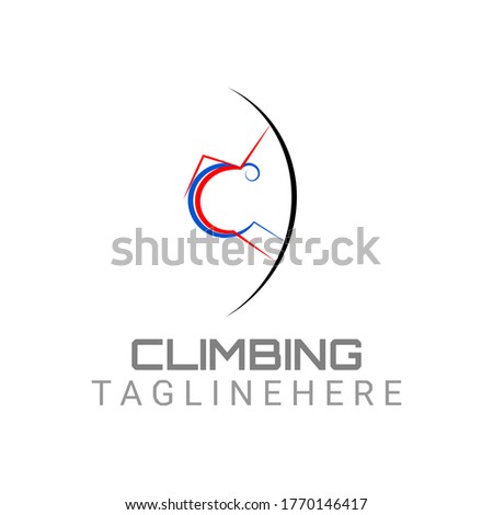 Logo for a climbing club or championship with an illustration of an athlete climbing a wall forming the initials "C".