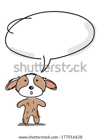 funny little baby dog with speech bubble