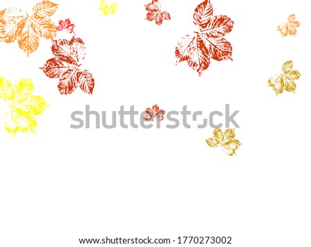 falling autumn foliage on white background.  Vector paper illustration.  Stylish tree foliage vector october seasonal background.