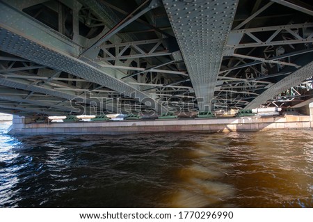 View under the Bridge. Neva river, Saint Petersburg, Russia