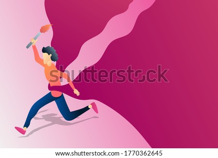 man run with torch and text space, vector, leader, leadership, illustrator