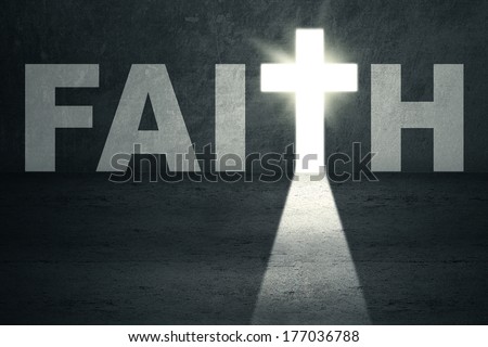 Opened faith door with bright light Royalty-Free Stock Photo #177036788