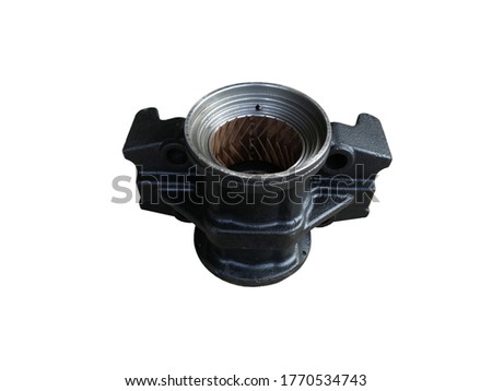 Balancer of the rear suspension of a truck assembly on an isolated white background. Spare parts.
