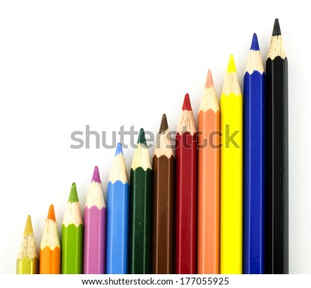 graph colorful pencil isolate with white background