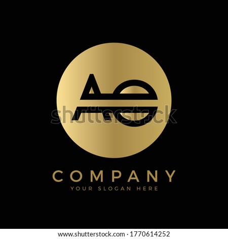 AO Logo Design Black Color Circle Typography Vector Template. Creative Linked Letter AO Logo Template
