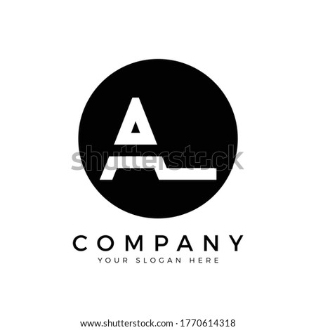 AL Logo Design Black Color Circle Typography Vector Template. Creative Linked Letter AL Logo Template