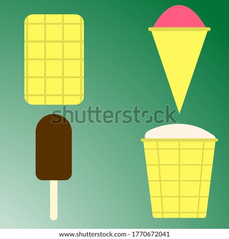 Vector graphics, ice cream set, 4 options. Flat design.