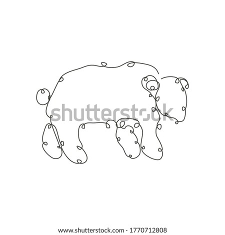 Decorative hand drawn bear, design element. Can be used for cards, invitations, banners, posters, print design. Continuous line art style. Animal theme